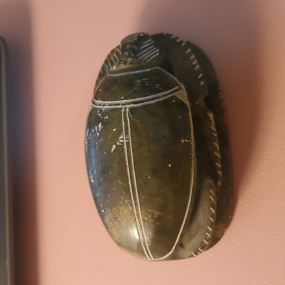 Hand  Carved Soap Stobe Egyptian Scarah Beetle Figurine